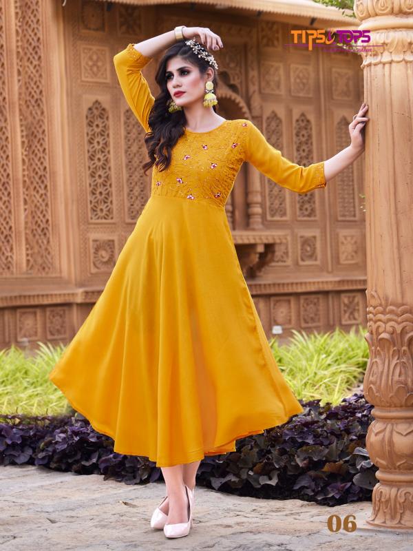 Tips And Tops Mannat Heavy Rayon Anarakli Designer Kurti Collection